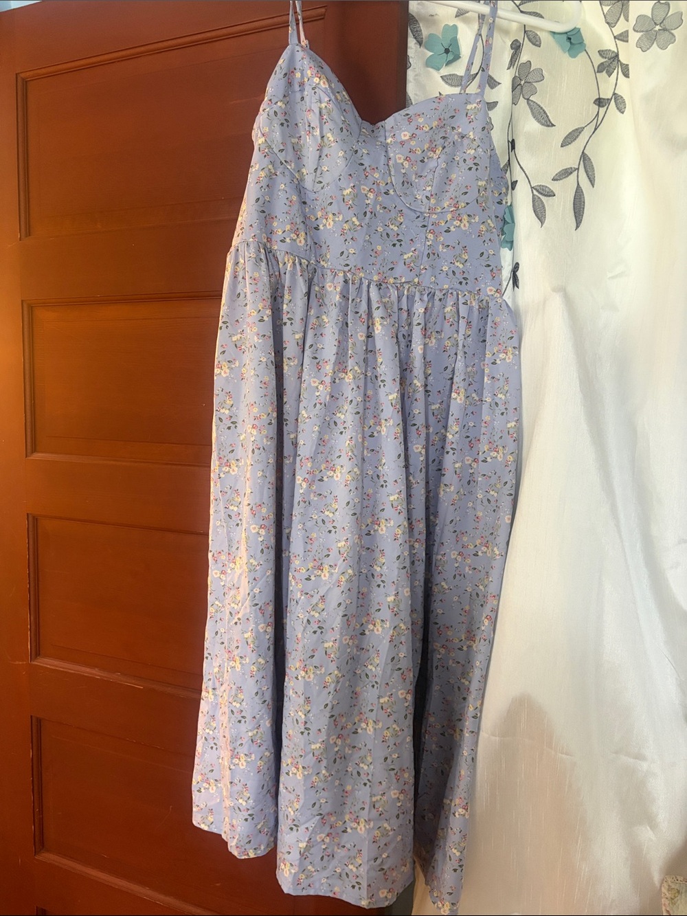 NWOT SHEIN Lilac Floral Midi Dress with Spaghetti Straps